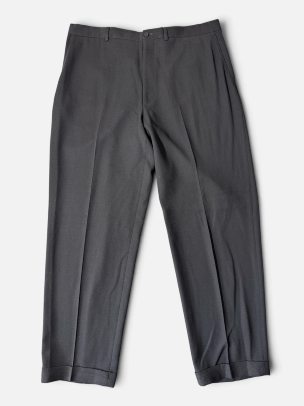Armani Collezioni mens 38x33 black textured 100% wool classic dress pants EUC